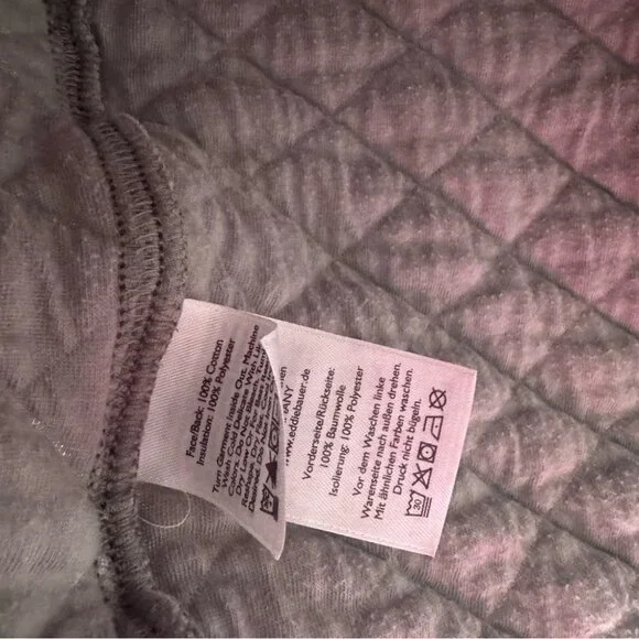 Eddie Bauer jacket pull over quilted sweater grey logos comfy thick warm quilt - Picture 8 of 10